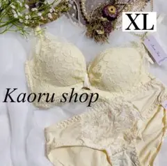 ノンワイヤー アイボリー ブラジャーショーツセット 脇高 盛れる 美胸　XL