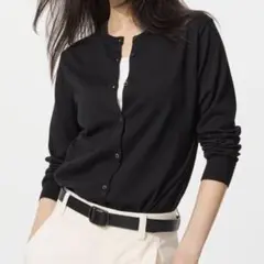 美品⭐︎UNIQLO ユニクロ UVカットクルーネックカーディガン ブラック M