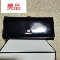 MARY QUANT エナメル 黒 長財布 花柄内装