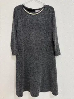 ワコール マタニティ 授乳ワンピース 授乳服 フォーマル 黒 パール付き　七部袖