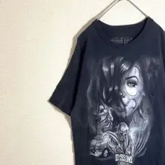 古着　グラフィックプリント ブラック Tシャツ　oysg ong 近未来
