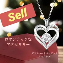 ダブルハート ペンダント レディース ネックレス    (スーパーセール)