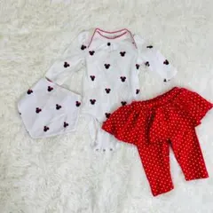 【ベビー服まとめ売り　３点　ディズニー　ミニー　スタイ付き　スパッツ　スカッツ】