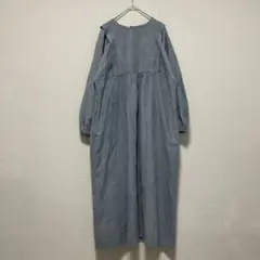 ON by Lin & Red ロングワンピース ブルー　長袖　M ゆったり