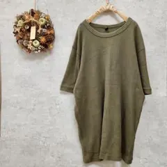 ユニクロ/ワッフルクルーネックT（半袖）/カーキ/オリーブ