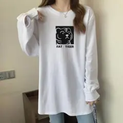 オーバーサイズ トレーナー スウェット 白 韓国ファッション カジュアル 長袖