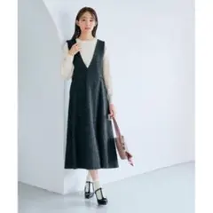 grove 美シルエット フレアースカートジャンパードレス ジャンスカ M 新品