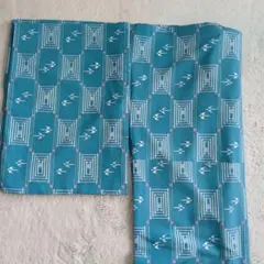 青色幾何学模様小紋 着物