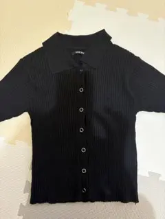 one way ブラック 半袖ニット