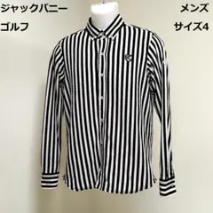 ジャックバニー ゴルフ　メンズ　長袖ポロシャツ　ストライプ柄　サイズ4