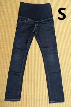 マタニティ スキニーパンツ ダークブルー デニム S　無印良品