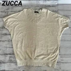 S*i様 ズッカ　ZUCCA カットソー　ワンピース　ベージュ　M 刺繍　半袖