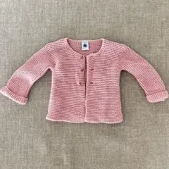 プチバトー◆ピンク ニットカーディガン 12m74cm
