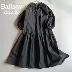 美品 2023SS BALLSEY キーネックパフスリーブワンピース 黒 36