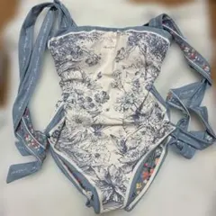 リバーシブル花柄ワンピース水着 リボンストラップ付き