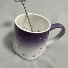 スターバックス マグカップ マドラー付き パープル 星柄　中国限定