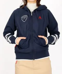 ルコック　ゴルフ　異素材Golfエンブレムロゴ撥水ジップアップパーカー　ネイビー