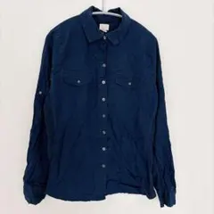 コンバース 無地 シャツ レギュラーカラー 長袖 XL 紺 綿 カジュアルのサムネイル