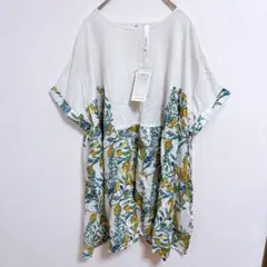 LUPILIEN ルピリアン 花柄 切替 半袖トップス プルオーバー Tシャツ
