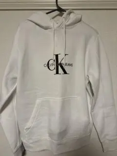 CALVIN KLEIN JEANS ホワイト フード付きパーカー S