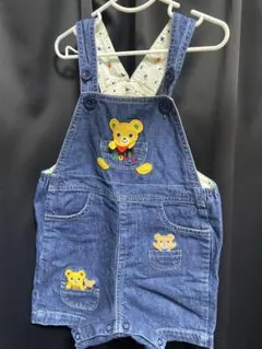 MIKIHOUSE デニムオーバーオール クマ刺繍