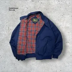 90s古着 スイングトップハリントンジャケット L ネイビー 裏地チェック