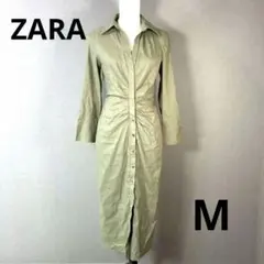 オリーブグリーン 長袖シャツワンピース