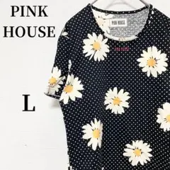 ピンクハウス Tシャツ【L】ブラック ドット 花柄 古着コーデ