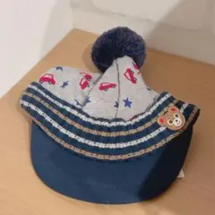 ミキハウス MIKIHOUSE 帽子 子供用ポンポン付き帽子 星柄 車柄
