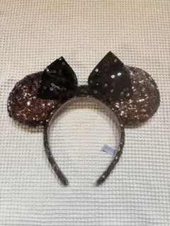 ディズニー ランド•シー　ミニー　スパンコール　カチューシャ　黒　正規品