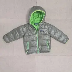 patagonia フード付き中綿コート 3T グレー/グリーン