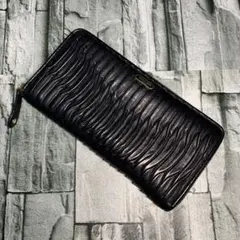 COACH コーチ キルティング 長財布 ラウンドファスナー ブラック ロゴ