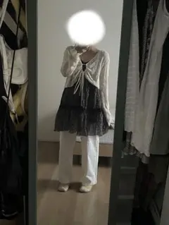 森ガール フェアリーグランジ レトロガール ホワイトコットンワイドレッグパンツ