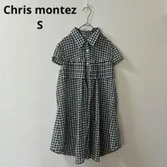 Chris montezクリスモンテス　チェック柄半袖チュニック　ネイビー