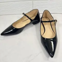 極美品 PLST プラステ エナメル パンプス ストラップ ポインテッドトゥ L