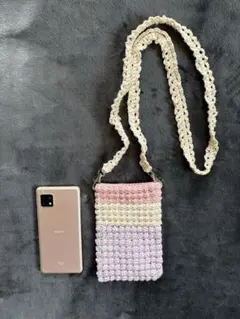 かぎ針編み　スマホポシェット
