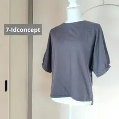 ダークグレー 半袖Tシャツ ラウンドネック コットン バックファスナーのサムネイル