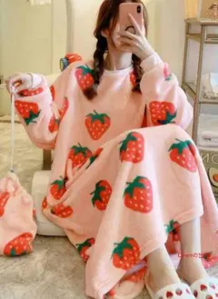 サンゴの絨の寝スカートの女性の秋冬の厚いフランネルの妊婦のパジャマM