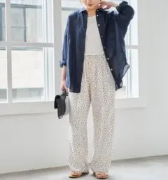 スピックアンドスパン ドットプリントイージーストレートパンツ 36 新品