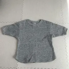 UNIQLO 五分袖ワッフルTシャツ 110cm グレー　キッズ