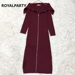 最終お値下げ　ロイヤルパーティー　ビックカラーハーフZIP長袖タイトワンピース