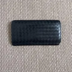 ボッテガヴェネタ 長財布 二つ折り イントレチャート 黒 革