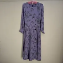 【美品】アンデミュー花柄ラベンダーワンピース
