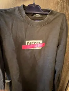 蛍光ピンク！DIESEL ブラック トレーナー XS