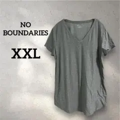大きめ✨️NO BOUNDARIES【XXL】無地 Vネック 半袖Tシャツ グレー