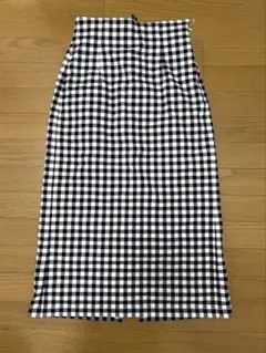 GU 깅엄 체크 무늬 타이트 스커트