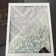 CÉLINE イヴ・サンローラン　花柄刺繍 タオルハンカチ