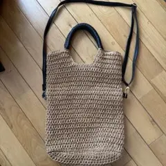 ZARA編み物デザイン ショルダーバッグ ベージュ