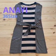 ANAYI 　ノースリーブ チュニックワンピース 　ボーダーのサムネイル