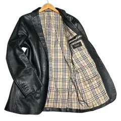 バーバリー ブラックレーベル レザー ジャケット テーラード ノバチェック